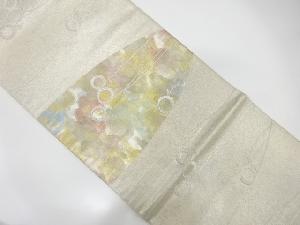 引箔抽象花模様織出し袋帯